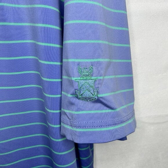 Peter Millar Summer Comfort Polo Shirt Blue Ombre Teal Striped Size L - Picture 5 of 9